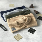 Womens beanie, snood and headband set in the box for fall, winter, spring - sand