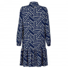 Impressive patterned female dress with strap BARCELONA blue/white