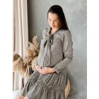 Pregnancy dress with long sleeves and a bow WOW, grey leopard