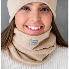 Womens beanie, snood and headband set in the box for fall, winter, spring - sand