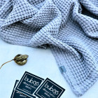 Sustainable softened linen plaid/towel 2 in 1 Grey