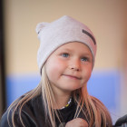 Extremely stylish girl beanie FASHIONISTA latte with woven golden thread