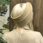Woman headband KNOT of elastic knitted fabric for spring / autumn / winter, Camel