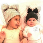 Extremely stylish girl beanie FASHIONISTA powder with a black tulle