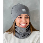 Womens beanie and snood in the box for fall, winter, spring-Gray