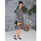 Impressive patterned female dress with strap BARCELONA yellow/blue