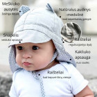 TRENDY summer kids beanie with spout, laces and neck protection (100% cotton) - grey