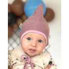 Kids mohera wool beanie with straps for autumnwinter DROP ash rose