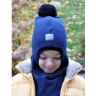 Kids helmet for fall winter spring BUBOO Luxury with pompon - Blue