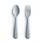 Mushie Kids Fork & Spoon Set, Cloud