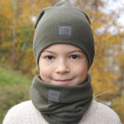 Slouchy Knit teenager (7-18y)  beanie and  snood  set in the box for fall, winter, spring - chaki