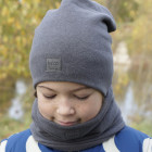 Slouchy Knit teenager (7-18y) beanie and snood set in the box for fall, winter, spring - Grey