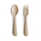 Mushie Kids Fork & Spoon Set, Vanilla