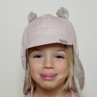 BEAR summer kids beanie with visor, laces and neck protection (100% cotton) - blush powder
