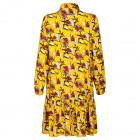 Impressive patterned female dress with strap BARCELONA yellow with burgundy flowers