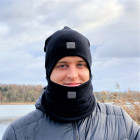 Slouchy Knit men beanie and snood set in the box for fall, winter, spring - Black