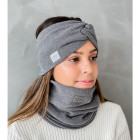 Womens beanie, snood and headband set in the box for fall, winter, spring-Gray