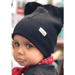 BEAR charcoal one layer beanie, black