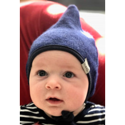 Kids double layered beanie with straps for autumn/winter DROP Cornflower