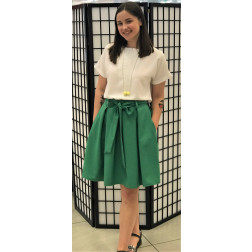 Impressive female linen/viscose green skirt TAHO