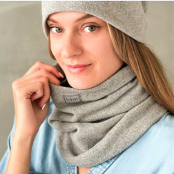 Stylish woman snood scarf for spring fall or winter BUBOO luxury - Grey