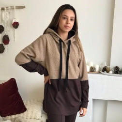 Woman stylish leisure jumper BUBOO active TEDY, light brown / chocolate
