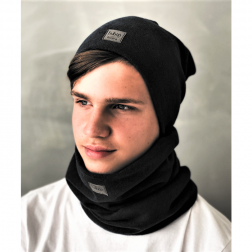 Kids snood scarf for fall, winter, spring BUBOO luxury - Black