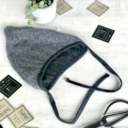 Kids egyptian wool beanie with straps for autumn/winter DROP grey